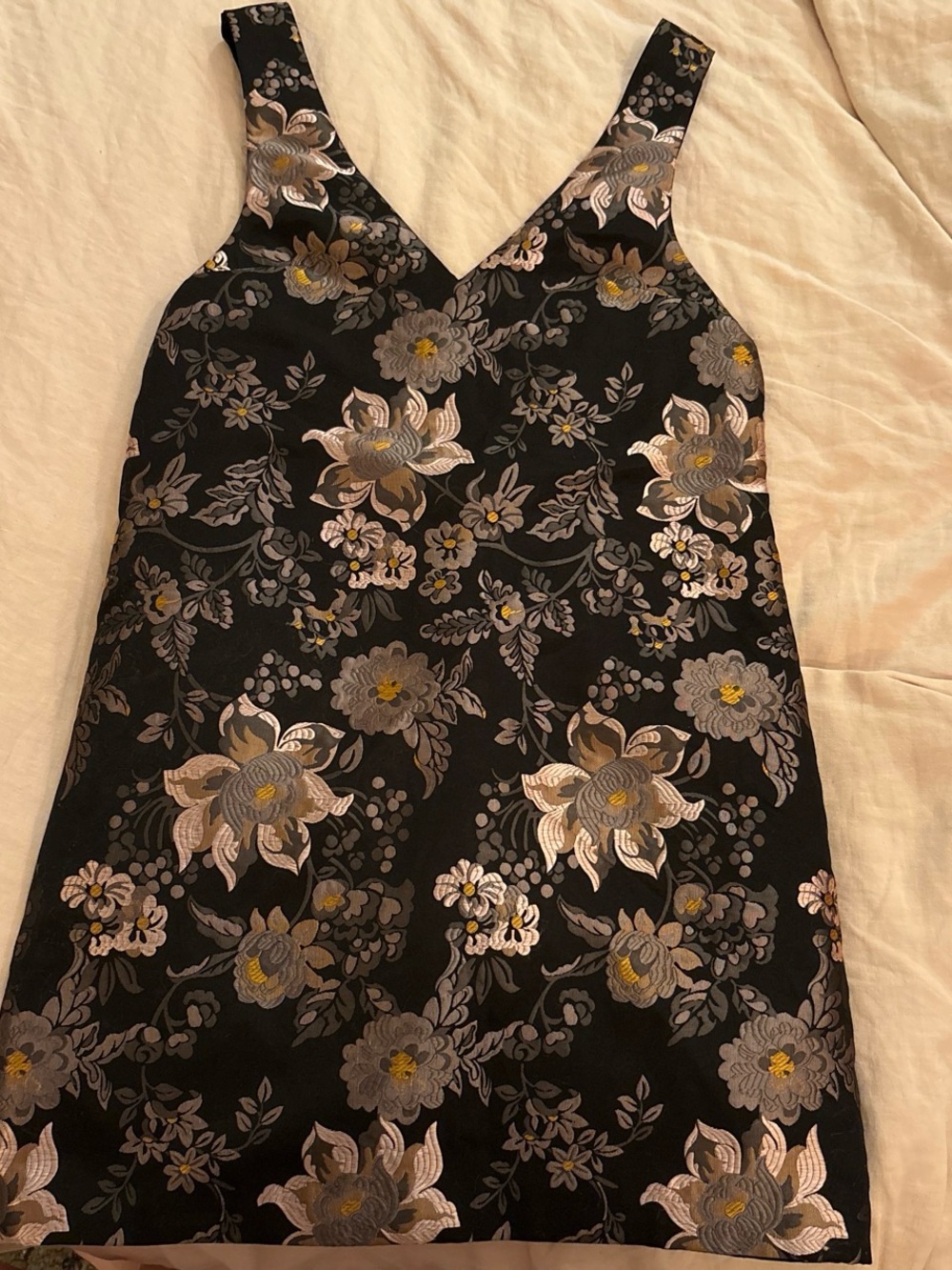 Urban Outfitters Black Floral Slip Dress with V-Neck